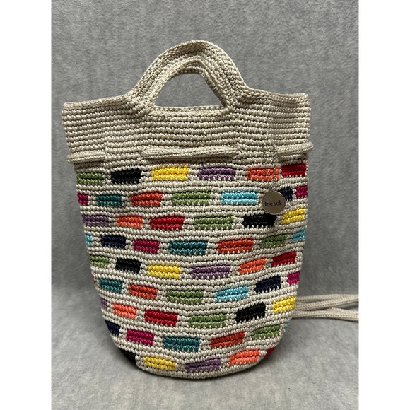 The Sak Handbags - The Sak Dylan Crocheted Backpack Prisma Tile Pattern Multicolor on Beige